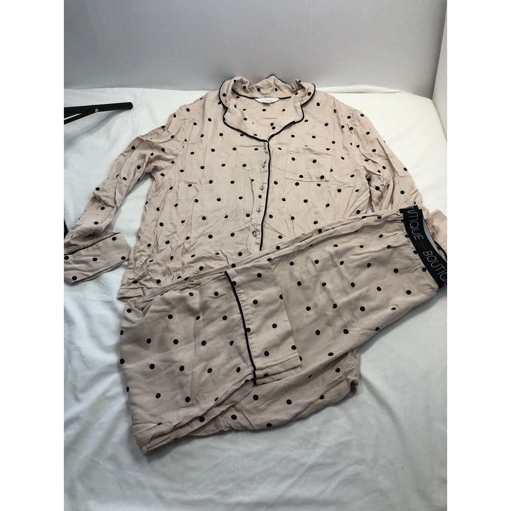 BOUTIQUE PAJAMAS SET WOMEN PINK,BLACK POLKA DOTS